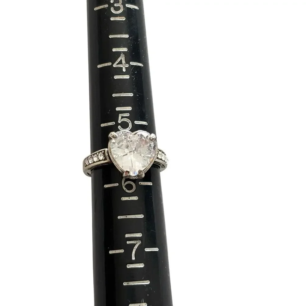 Brighton Ring Token Of Love Heart Size 5.5 Rare Find! Clear Crystal Heart NWOT - Picture 3 of 8